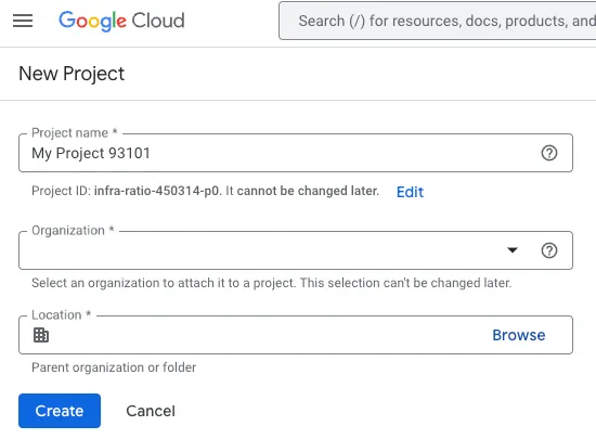 Google Cloud - New Project